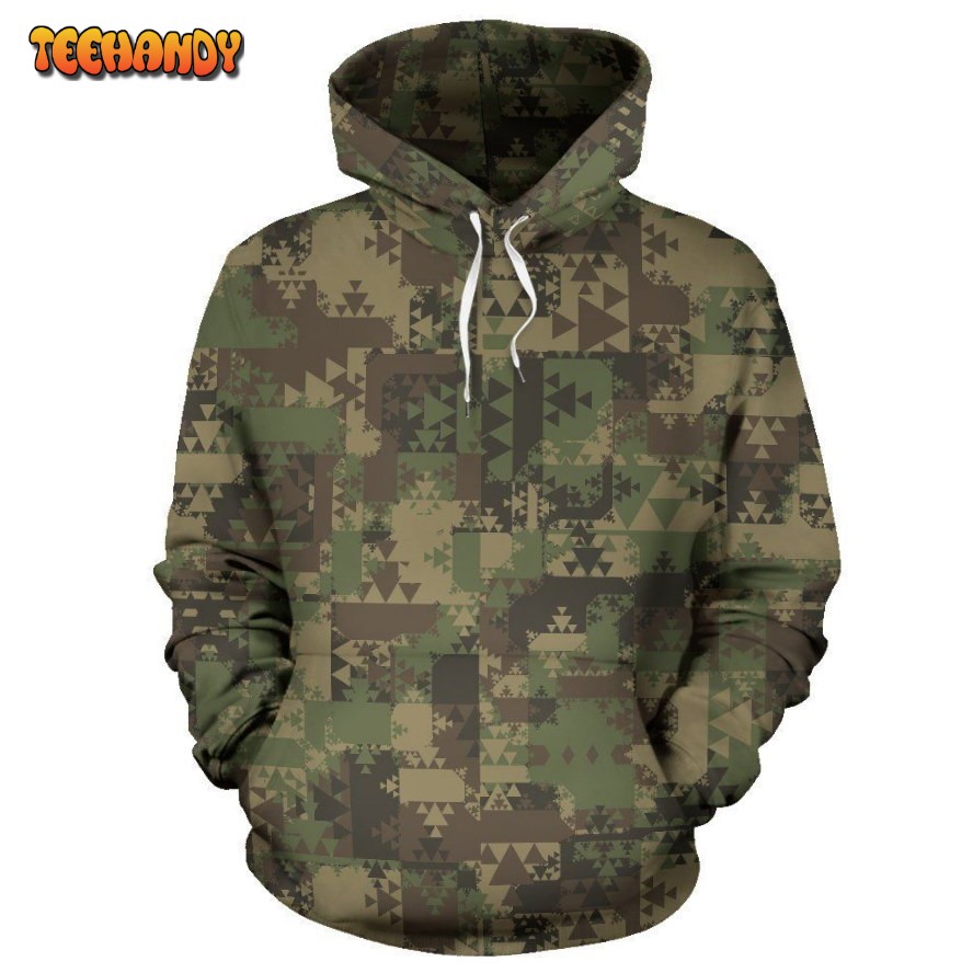 Camouflage Aztec Green Army Print Pullover 3D Hoodie For Men Women