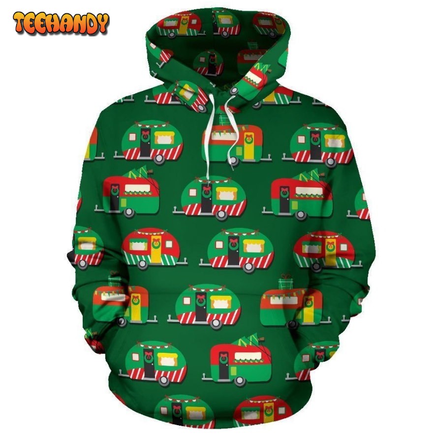 Camper Camping Christmas Themed Print Pullover 3D Hoodie