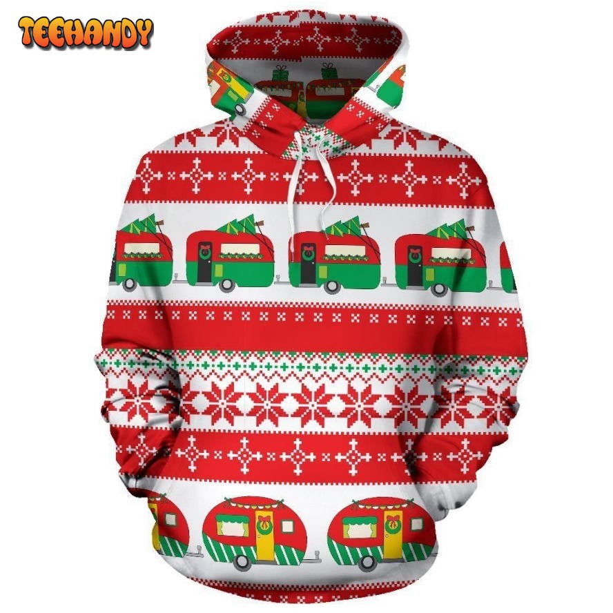 Camper Camping Ugly Christmas Design Print Pullover 3D Hoodie