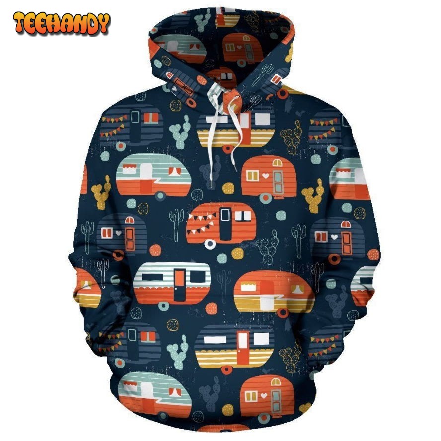 Camper Caravan Print Pattern Pullover 3D Hoodie For Men Women