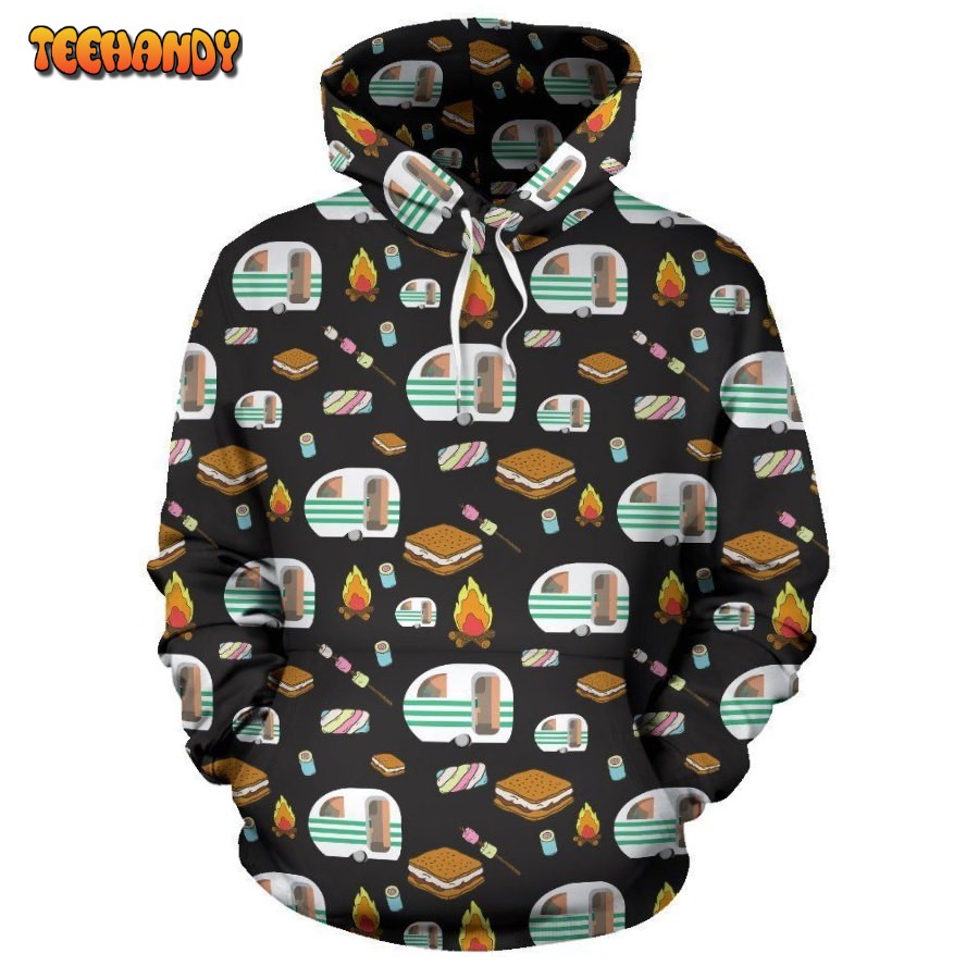 Camper marshmallow Camping Design Print Pullover 3D Hoodie