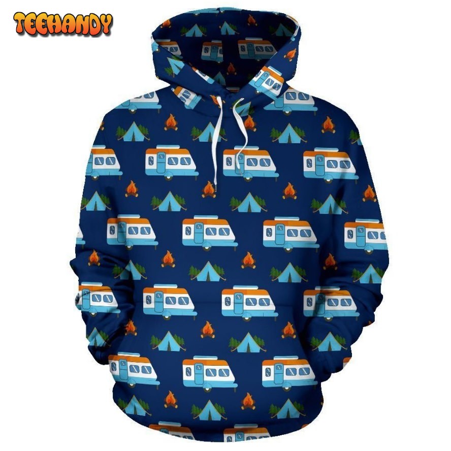 Camper Pattern Camping Themed No 3 Print Pullover 3D Hoodie