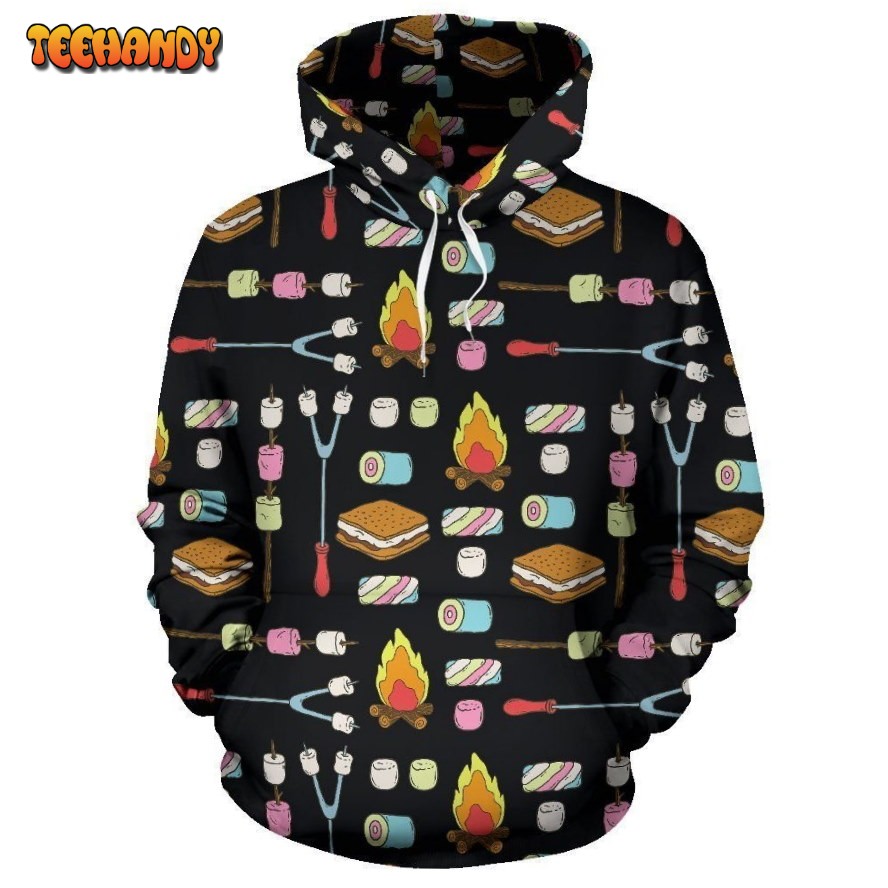 Camping Campfire Marshmallows Pullover 3D Hoodie For Men Women