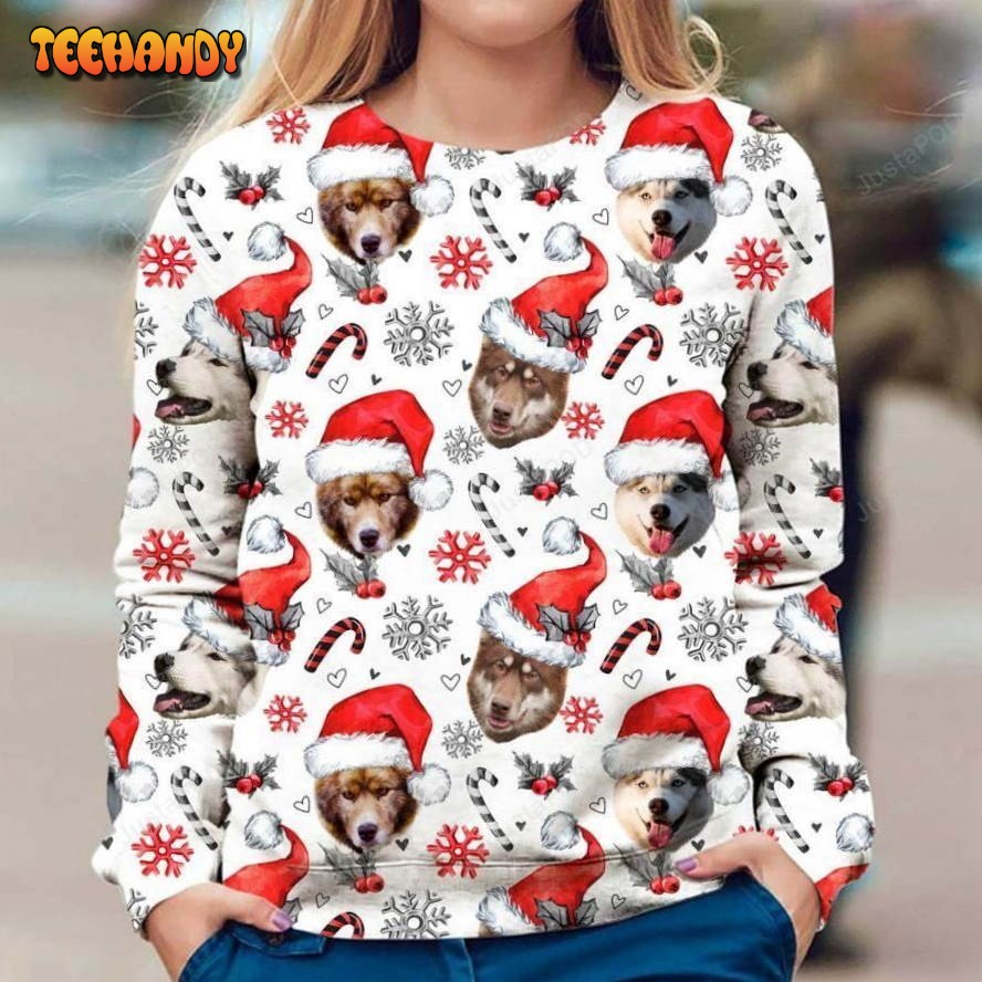 Canadian Eskimo Dog Ugly Christmas Sweater, All Over Print Sweatshirt, Ugly Sweater