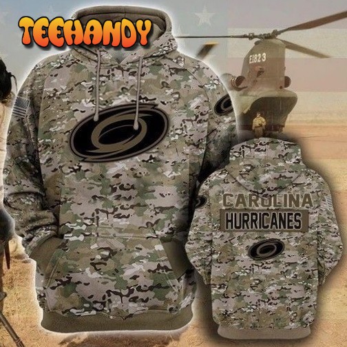 Carolina Hurricanes Camouflage Veteran Zip 3D Hoodie All Over Print