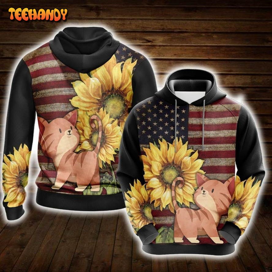 Cat Sunflower Unisex 3D Hoodie All Over Print Hoodie