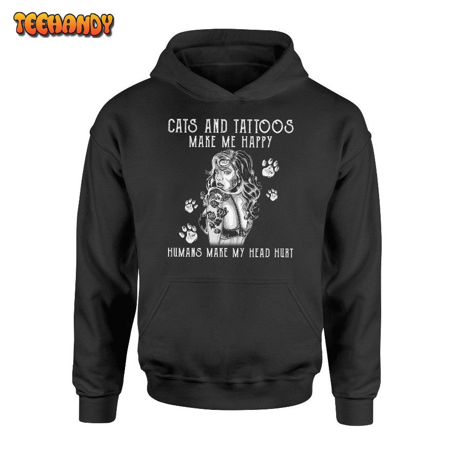 Cats And Tattoos Make Me Happy Premium 3D Hoodie For Men Women