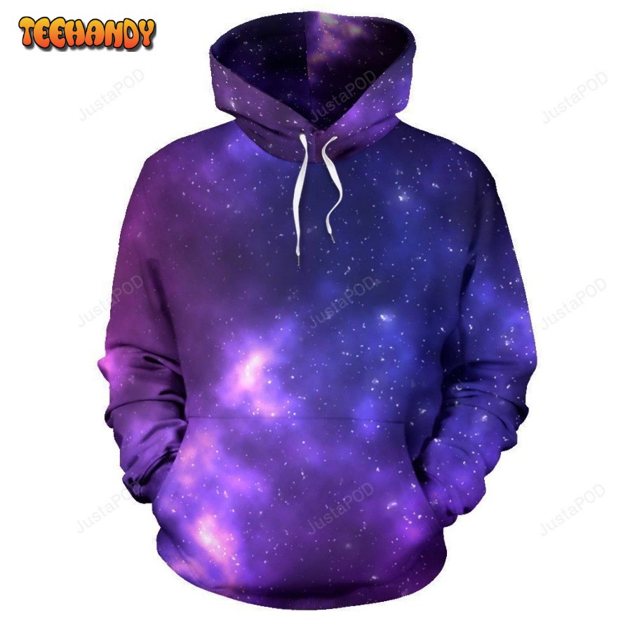 Celestial Purple Blue Galaxy Pullover 3D Hoodie For Men Women