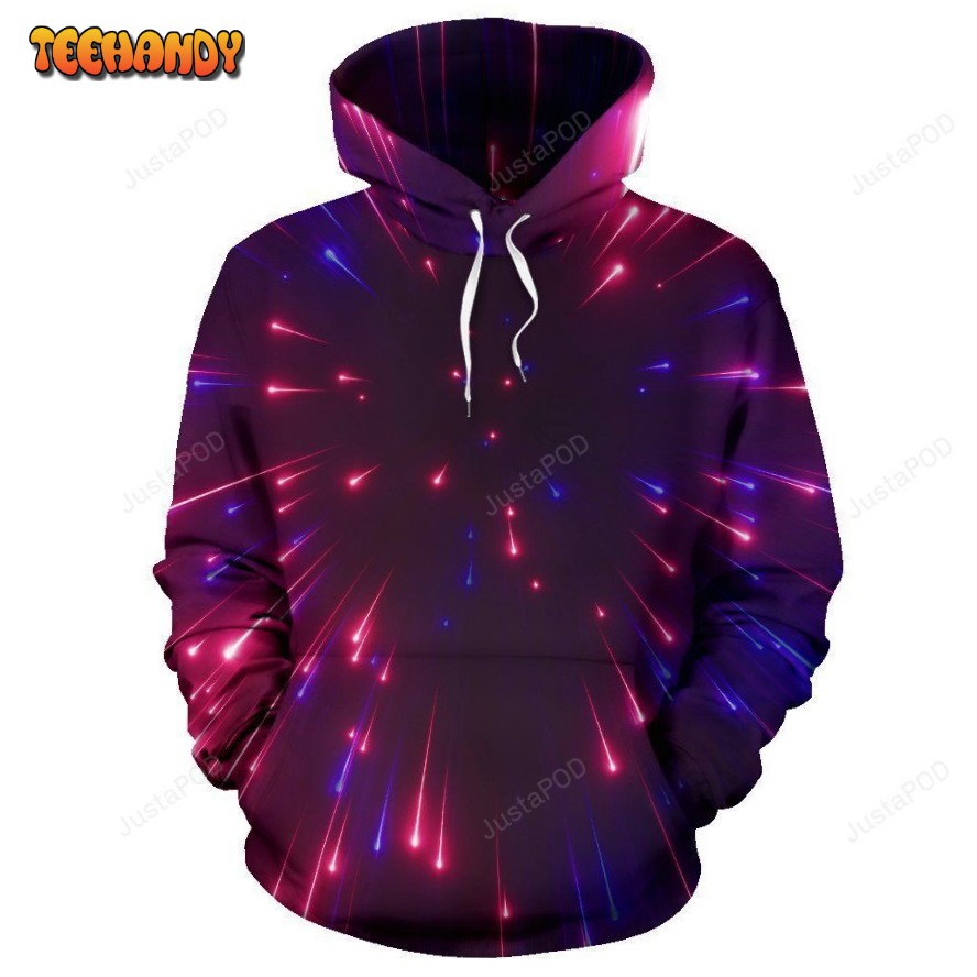 Celestial Purple Blue Neon Speed Light Pullover 3D Hoodie For Men Women