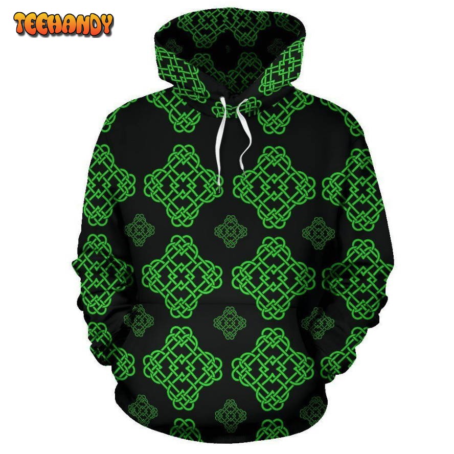 Celtic Knot Green Neon Design Pullover 3D Hoodie For Men Women