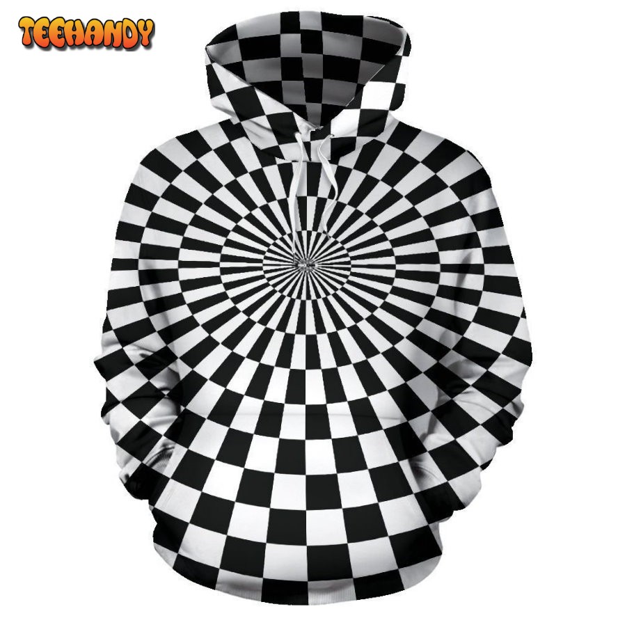 Checkered Flag Optical illusion Pullover 3D Hoodie For Men Women