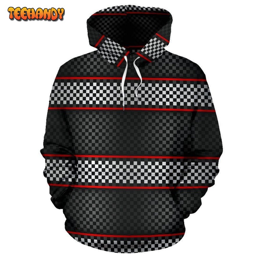 Checkered Flag Red Line Style Pullover 3D Hoodie For Men Women Hoodie