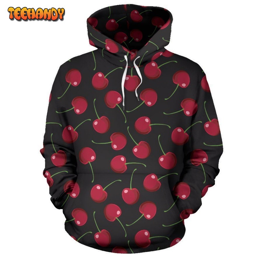 Cherry Black Background Pullover 3D Hoodie For Men Women Hoodie