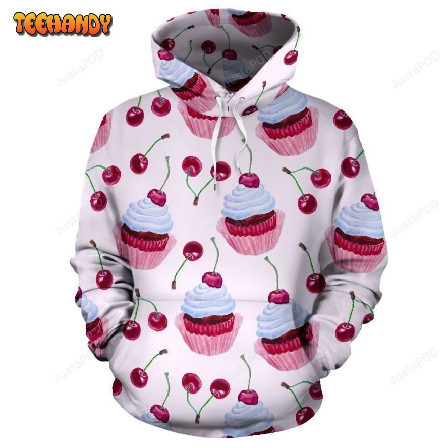 Cherry Cupcake Pink Pattern Pullover 3D Hoodie For Men Women Hoodie