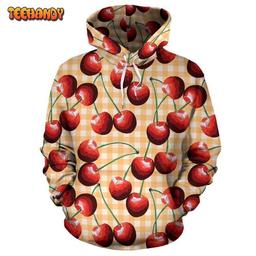 Cherry Orange Plaid Print Pullover 3D Hoodie For Men Women Hoodie