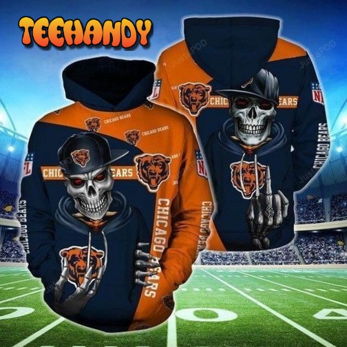 Chicago Bears Hip Hop Skull Pullover And Zippered Hoodies Custom 3d