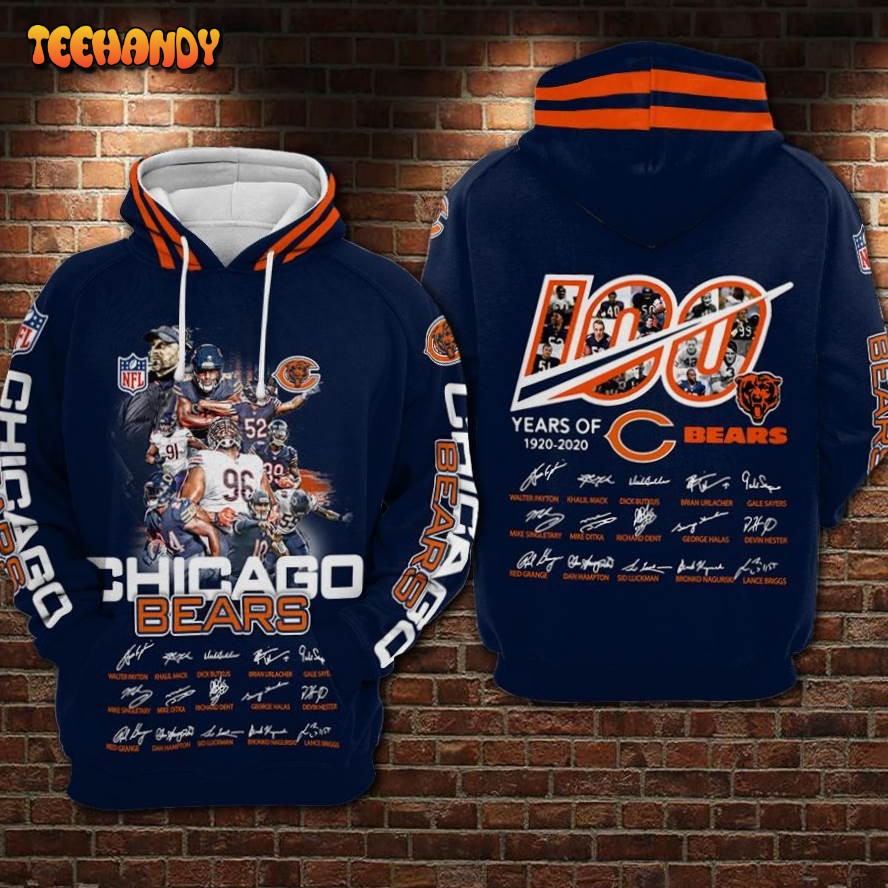 Chicago Bears Nfl Football Anniversary 3d Hoodie Men Women Chicago Bears