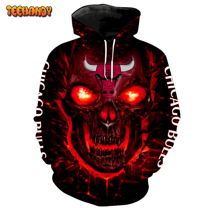 Chicago Bulls Skull Full All Over Print 3D Hoodie For Men And Women