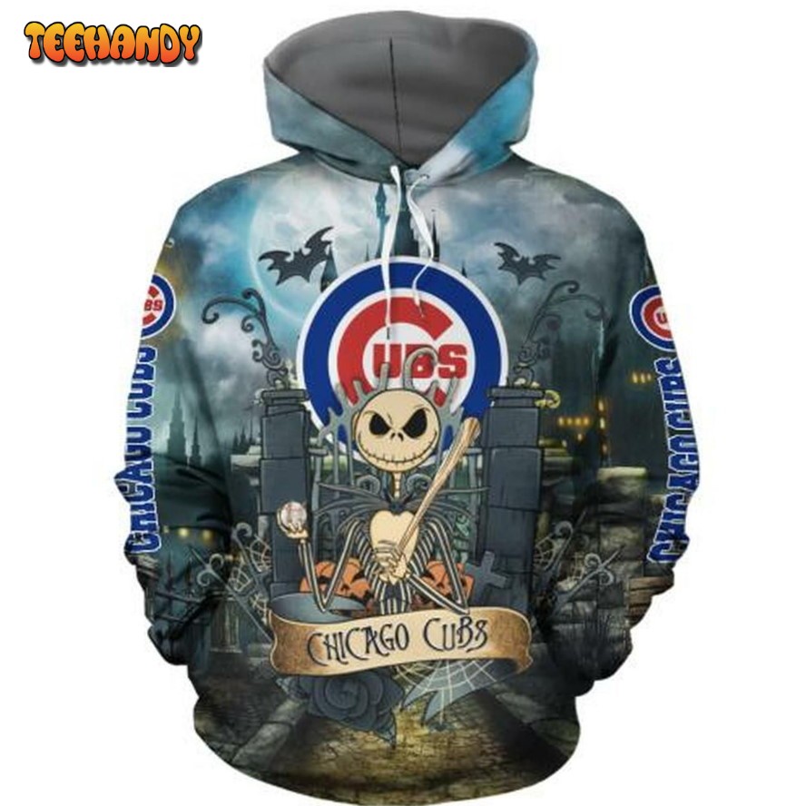 Chicago Cubs With Jack Skellington 3D Hoodie, Chicago Cubs Hoodie