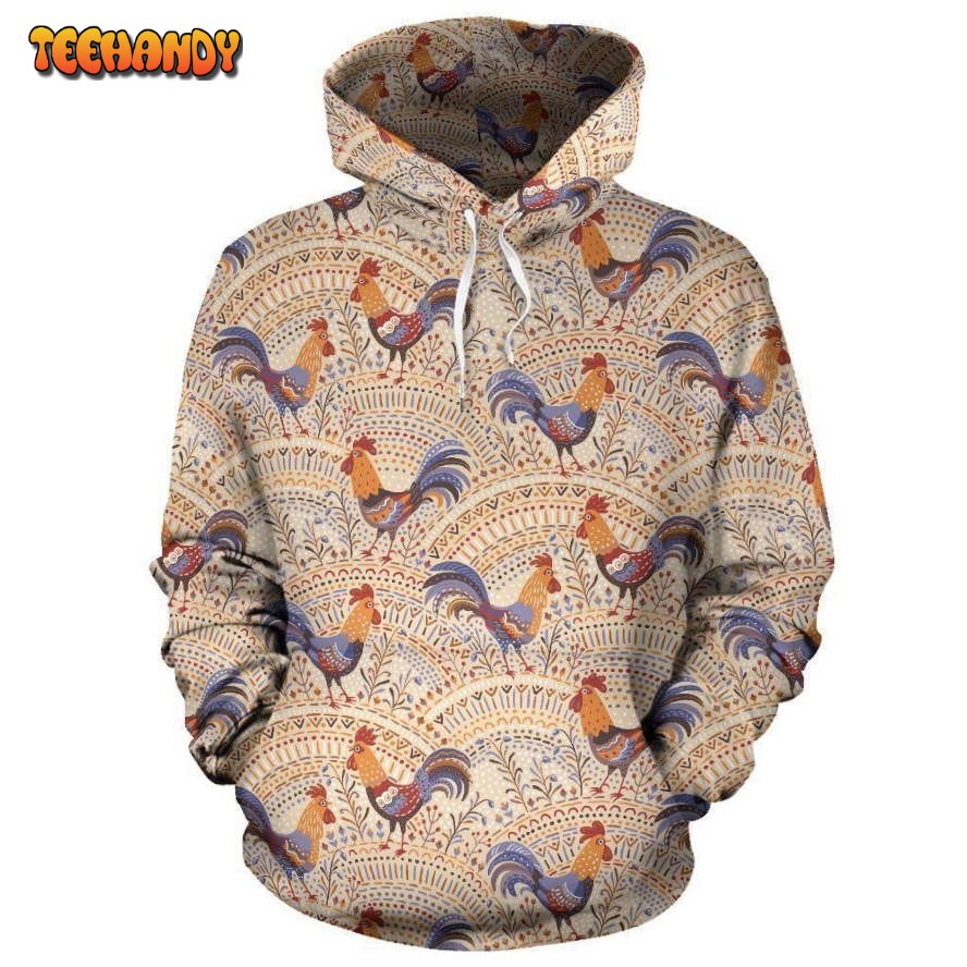 Chicken Boho Style Pattern Pullover 3D Hoodie For Men Women Hoodie