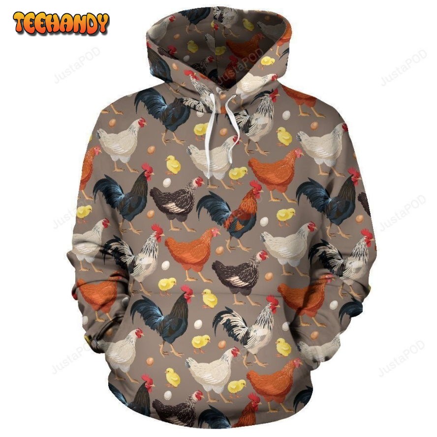 Chicken Evolution Pattern Pullover 3D Hoodie For Men Women Hoodie