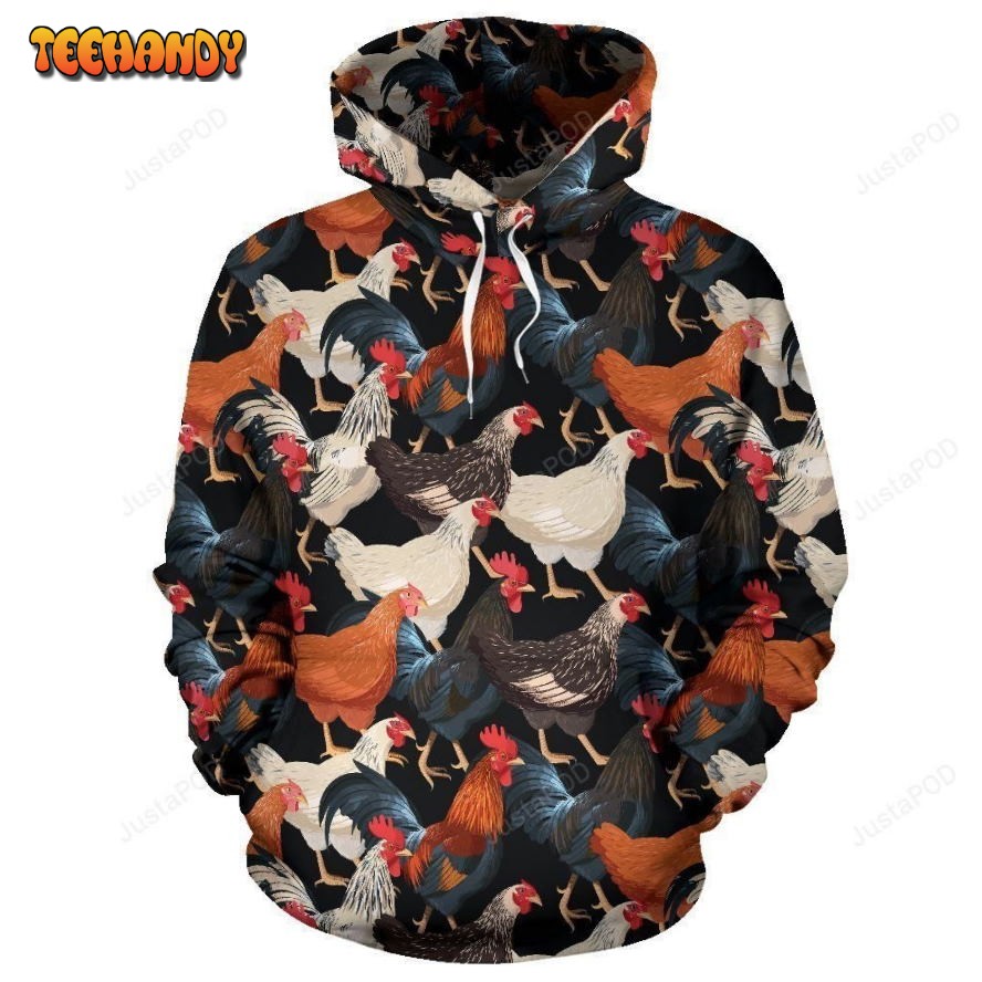 Chicken Print Pattern Pullover 3D Hoodie For Men Women Hoodie