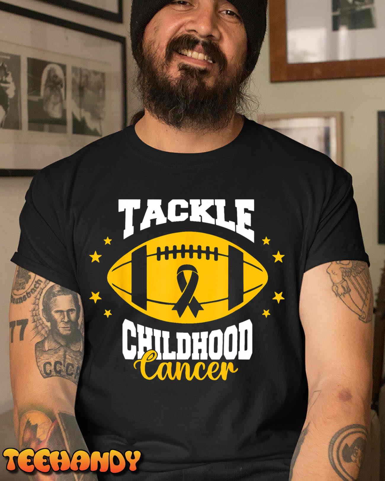 Childhood Tackle Childhood Cancer Awareness Football Gold T-Shirt