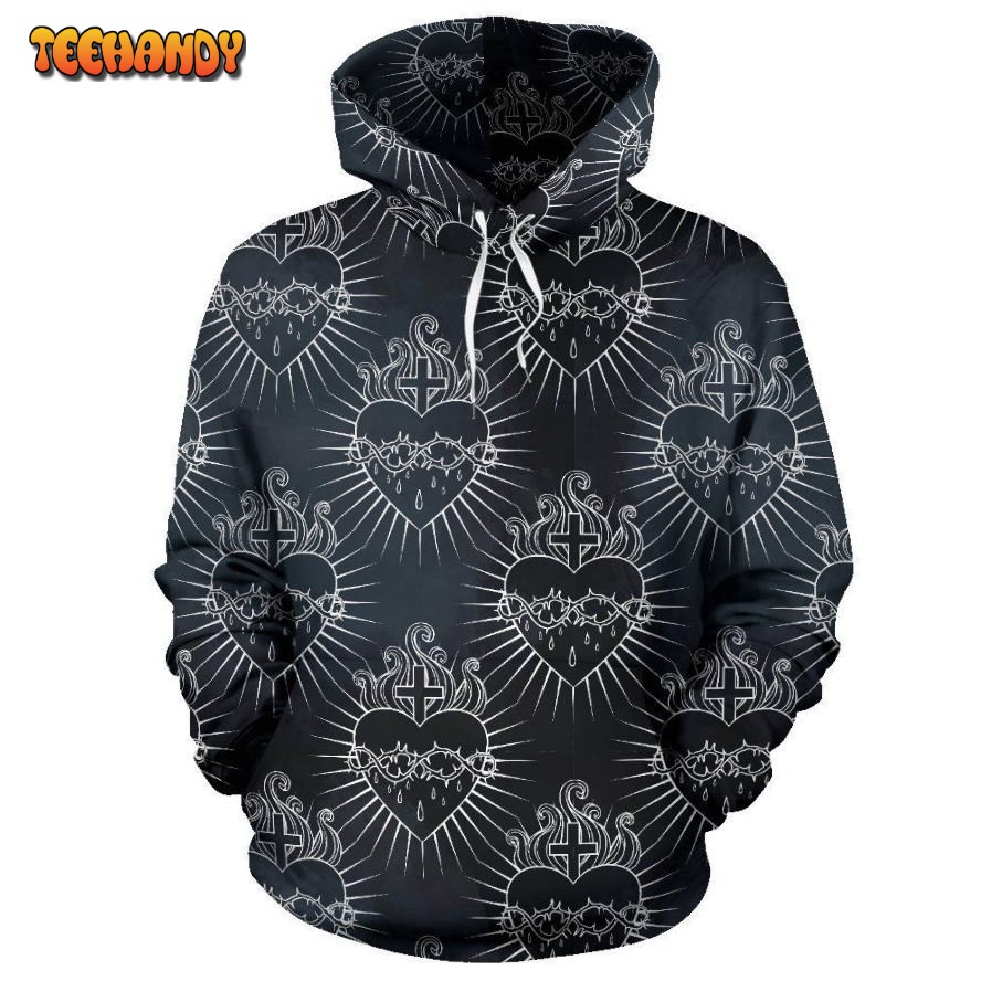 Christian Heart Tattoo Style Pullover 3D Hoodie For Men Women Hoodie