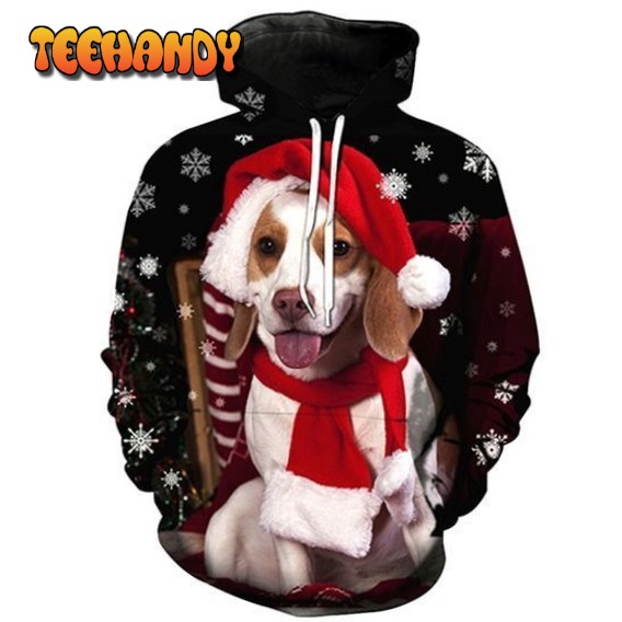 Christmas Dog Pullover And Zip Pered Hoodies Custom 3D Graphic Hoodie