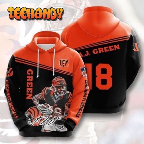 Cincinnati Bengals Green 18 Pullover And Zippered Hoodies Custom 3d