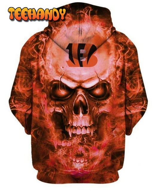 Cincinnati Bengals Nfl Football Skull Hoodie All Over Print 3D Hoodie