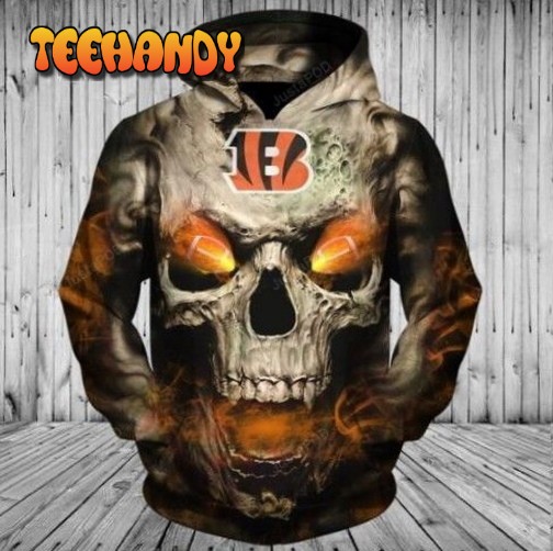 Cincinnati Bengals Skull Pullover Zippered Hoodies Custom 3d Graphic