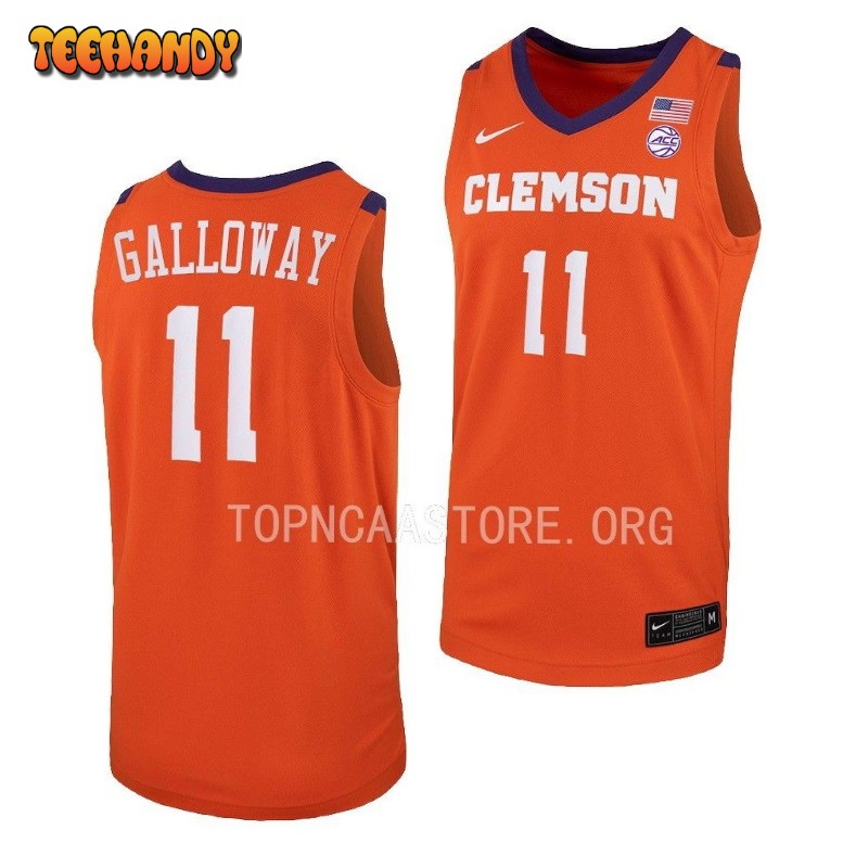 Clemson Tigers Brevin Galloway Orange Replica College Basketball Jersey