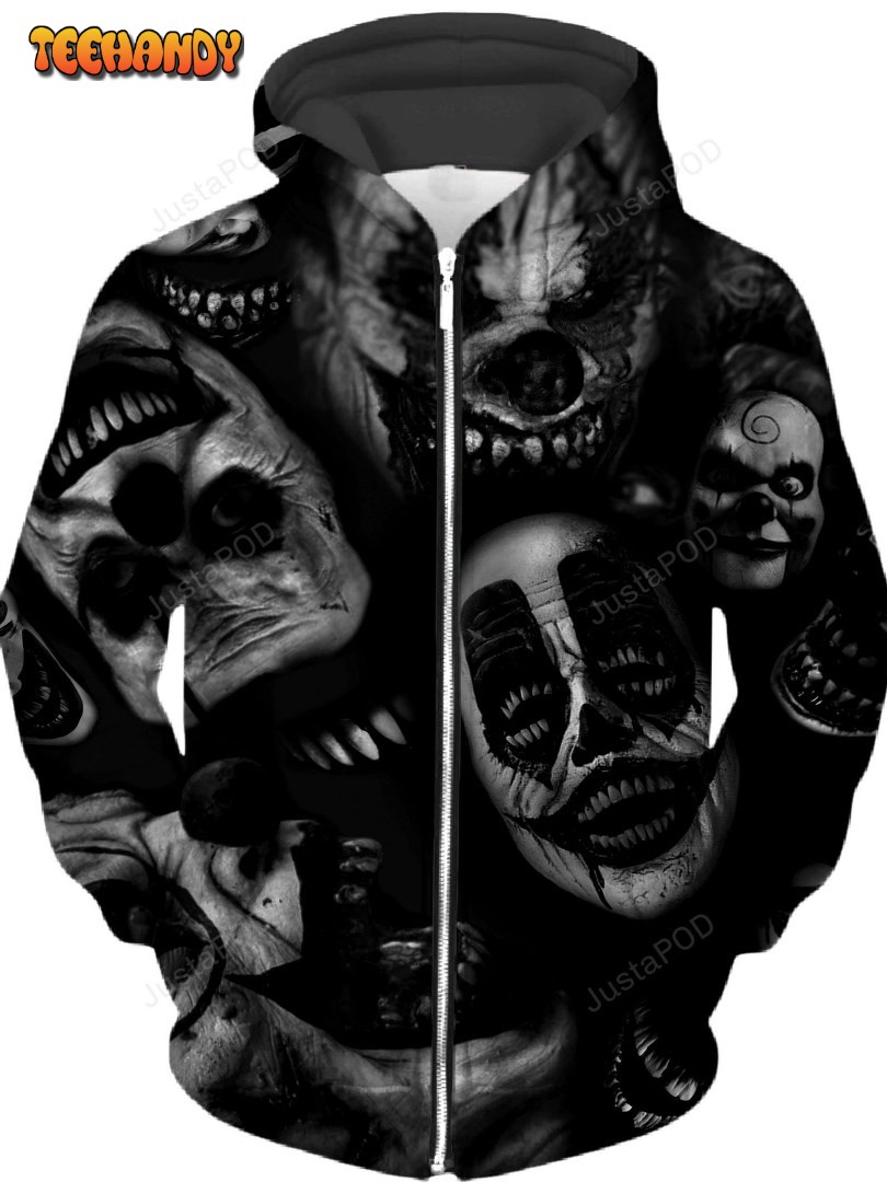 Clowns Unisex Zip-Up 3D Hoodie For Men Women All Over 3D Hoodie