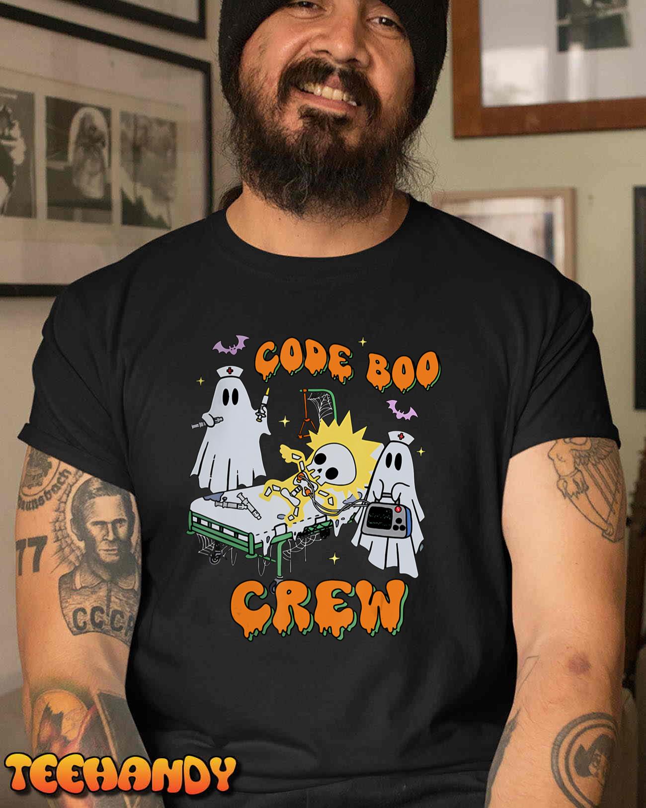 Code Boo Crew Funny Ghost Nurse Halloween Costume Nursing T-Shirt