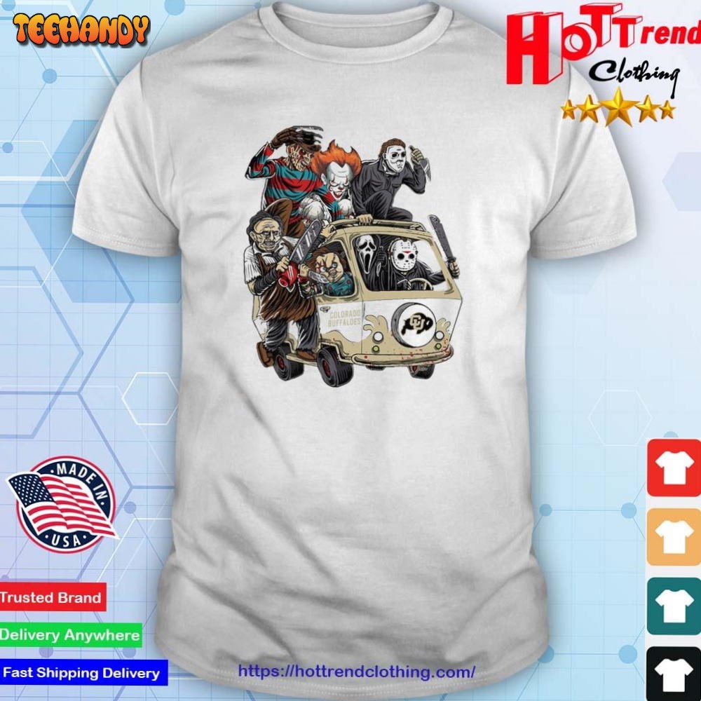 Colorado Buffaloes Horror Movies Characters Bus Halloween 2023 T- Shirt