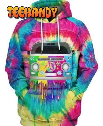 COLORFUL TIEDYE HIPPIE VAN ALL OVER 3D Hoodie For Men For Women