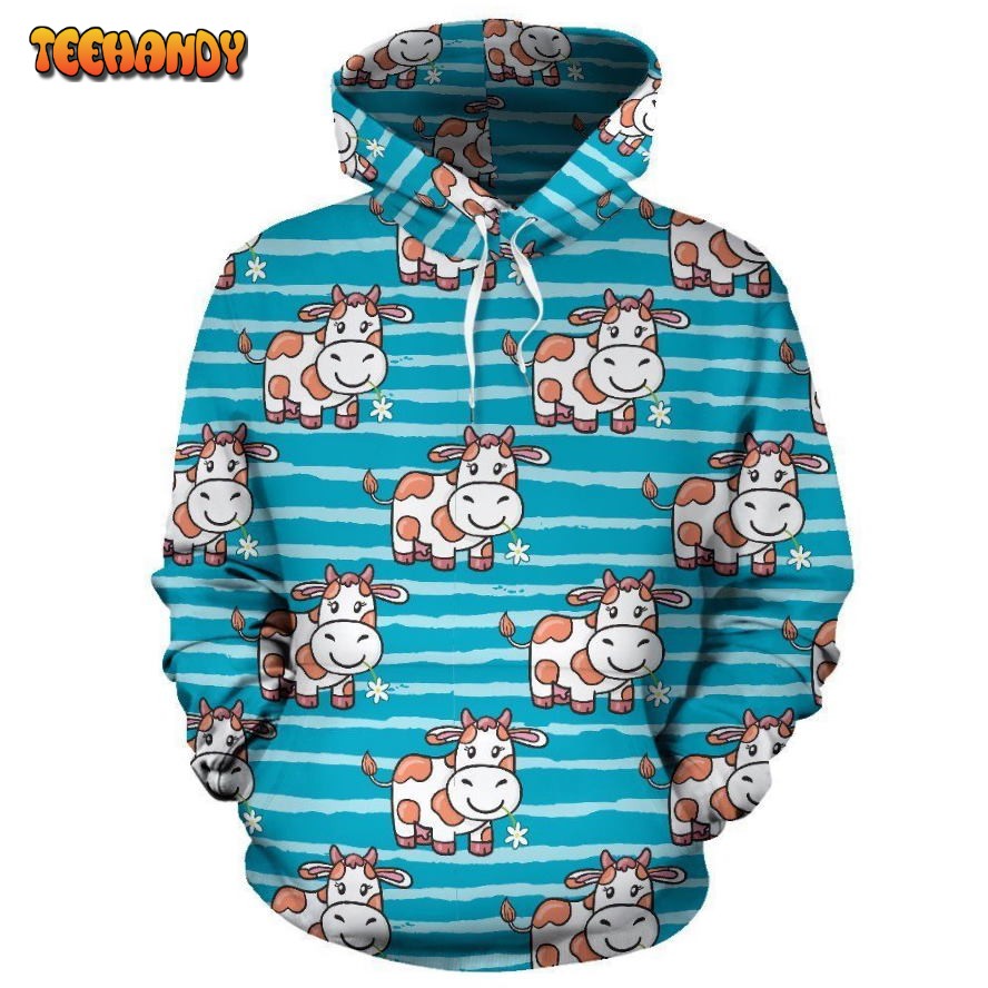 Cow Cute Print Pattern Pullover 3D Hoodie For Men Women