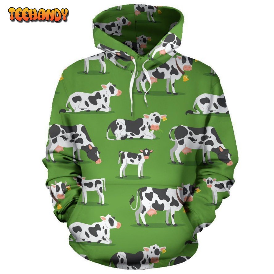 Cow Happy Print Pattern Pullover 3D Hoodie For Men Women