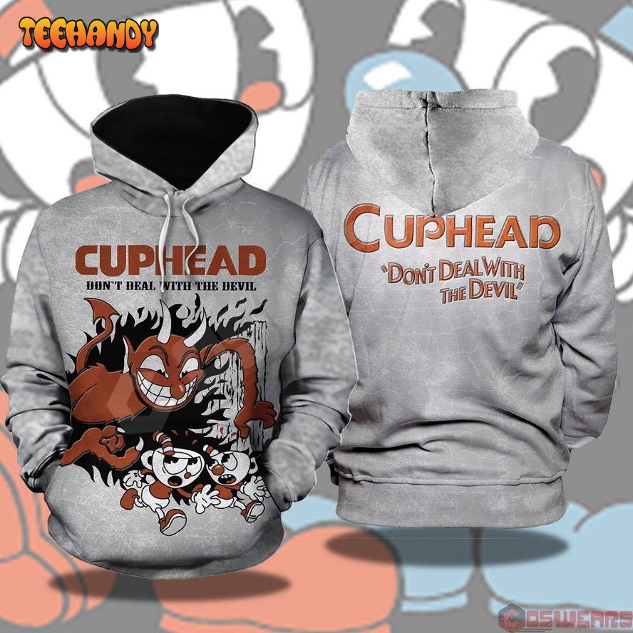 Cuphead And Mugman Inspired Pullover 3D Hoodie For Men Women