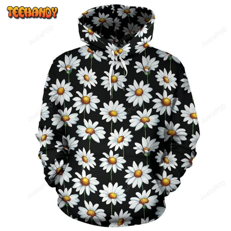 Daisy Print Pattern Pullover 3D Hoodie For Men Women