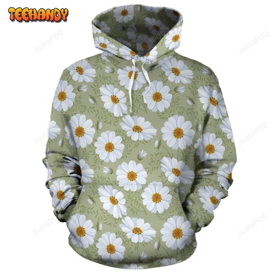 Daisy Yellow Print Pattern Pullover 3D Hoodie For Men Women