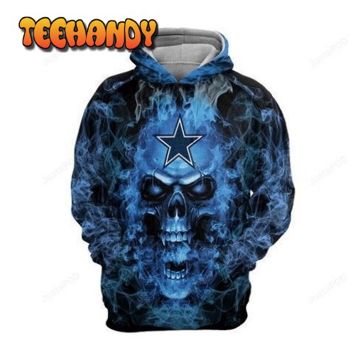 Dallas Cowboys Blue Smoking Skull 3d Hoodie For Men For Women