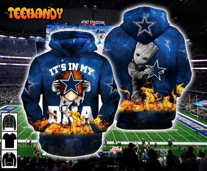 Dallas Cowboys Its My Dna Groot Zip 3D Hoodie All Over Print