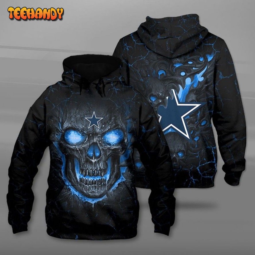 Dallas Cowboys NFL Hello Darkness My Old Friend Skull 3D Hoodie