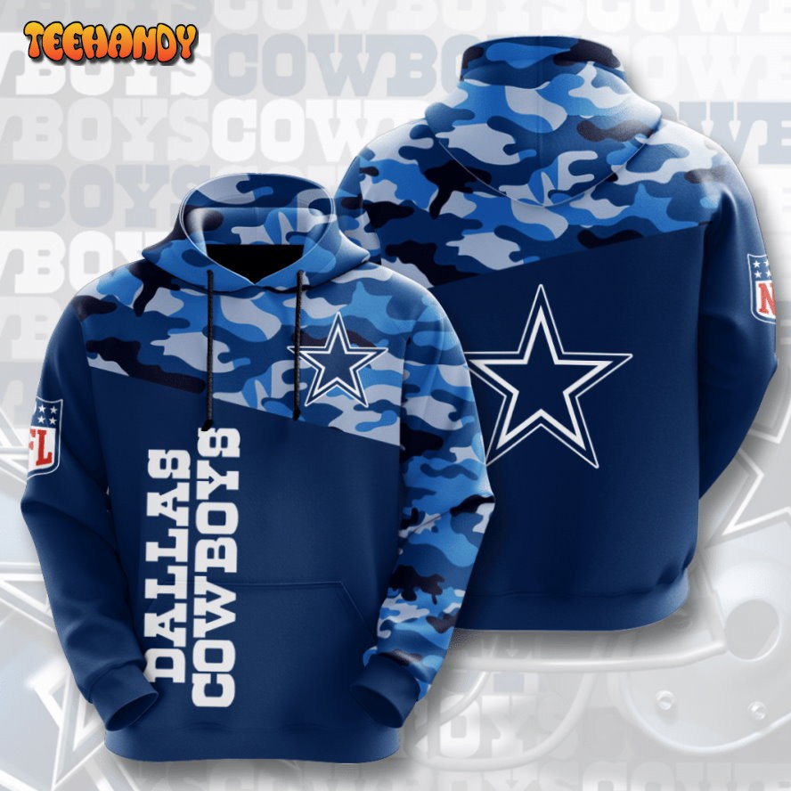 Dallas Cowboys Nfl Navy Camoflage 3d Hoodie