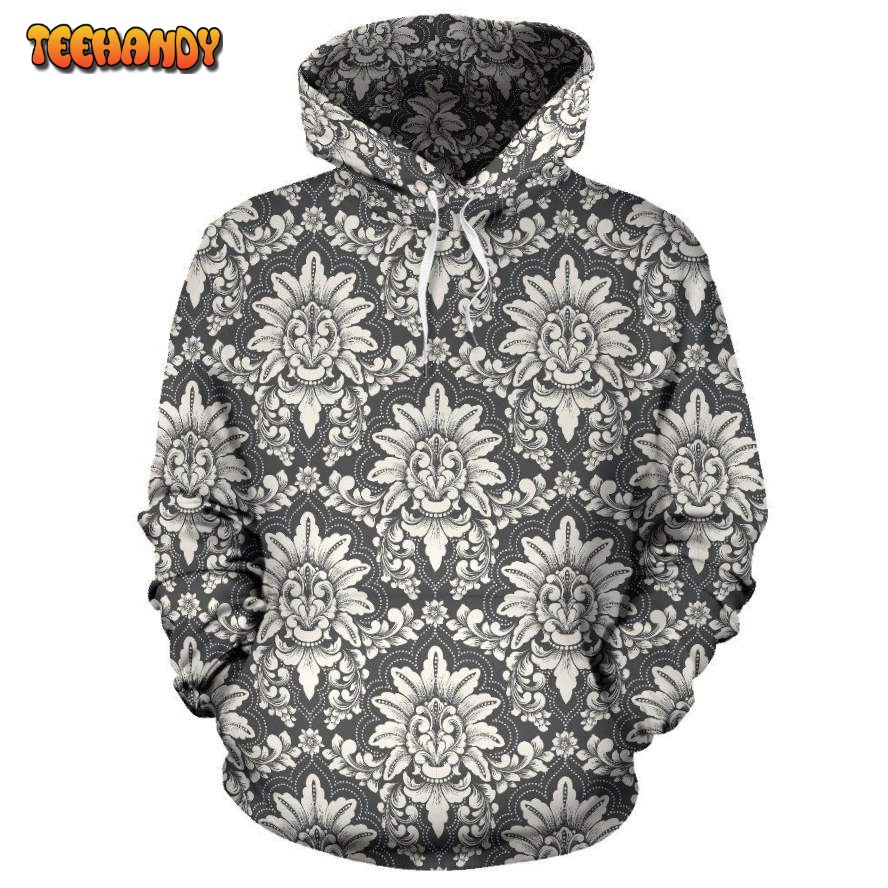 Damask Elegant Print Pattern Pullover 3D Hoodie For Men Women