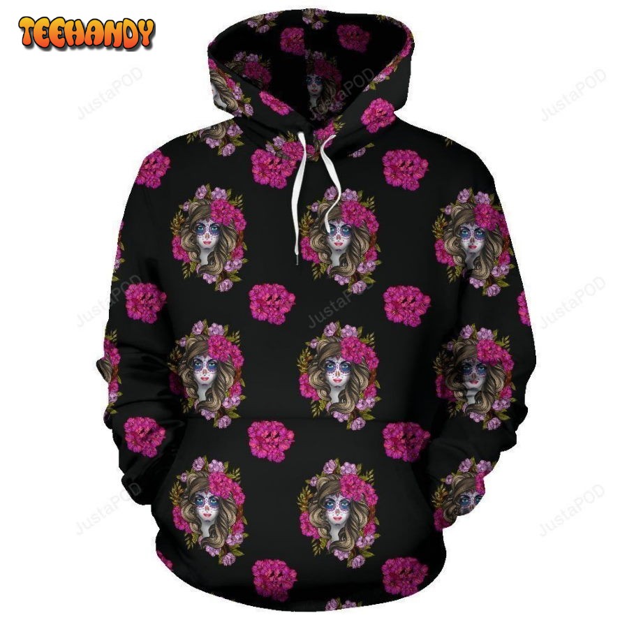 Day of the Dead Makeup Girl Pullover 3D Hoodie For Men Women