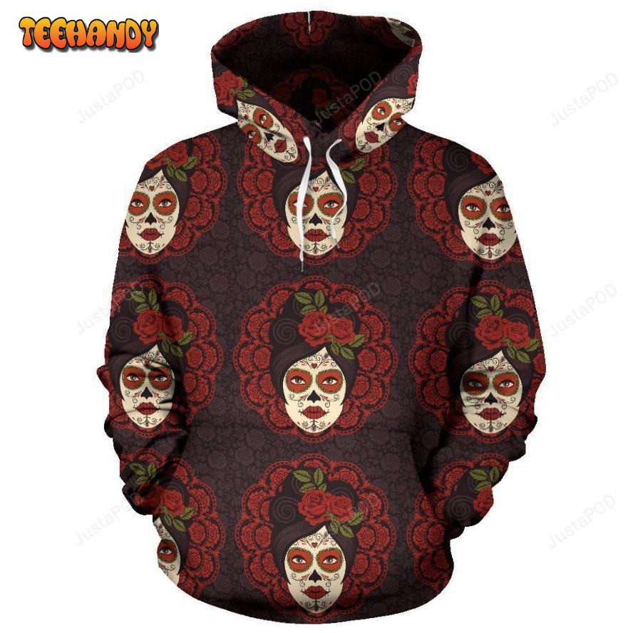 Day of the Dead Mexican Girl Pullover 3D Hoodie For Men Women