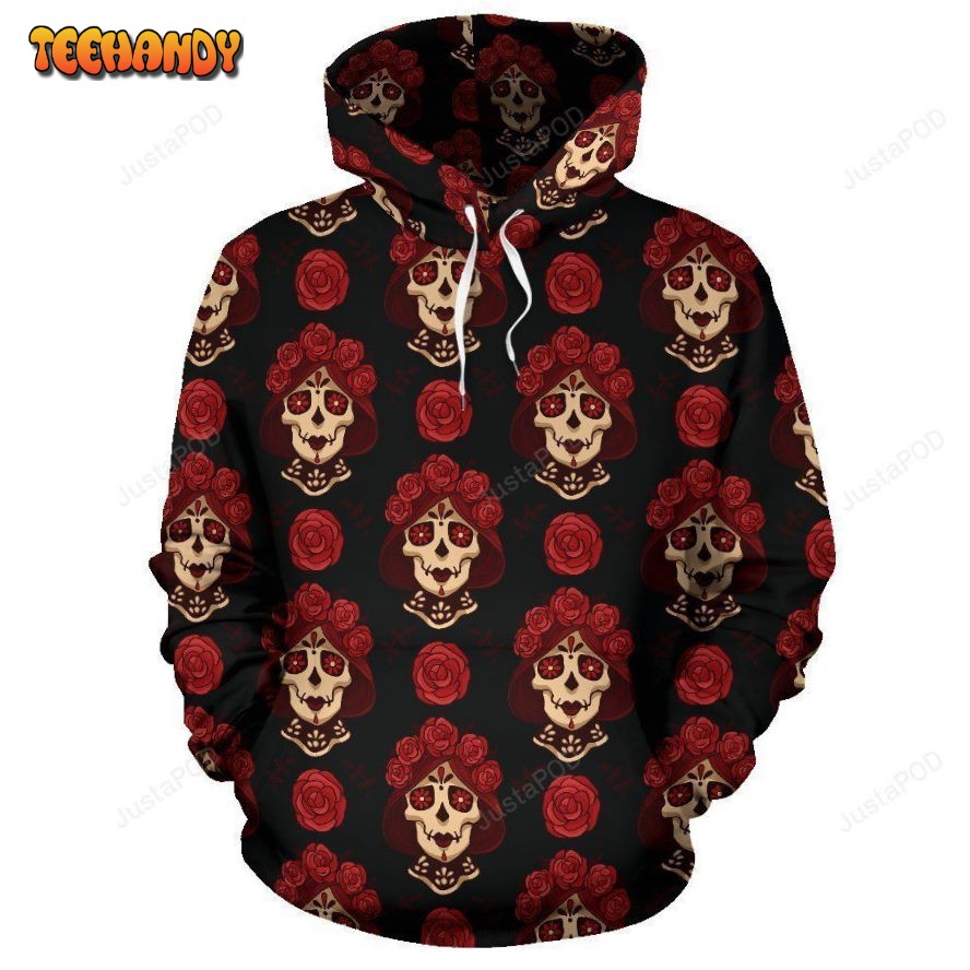 Day of the Dead Skull Girl Pattern Pullover 3D Hoodie For Men Women